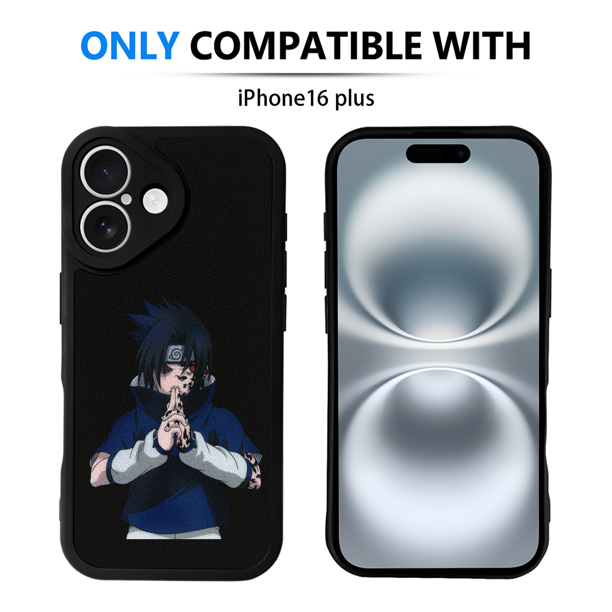 （画像用） NARUTO -ナルト- うちは サスケ Uchiha Sasuke 【iPhone 16シリーズ対応】シリコンスマホケース（レザー調） 材質：シリコン